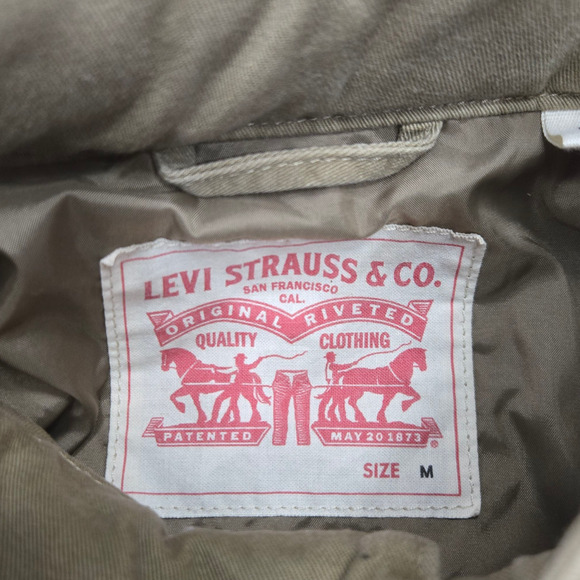 Levi’s Khaki Cotton Utility Field Jacket Hidden Hood Safari Style Size Medium - Picture 8 of 14